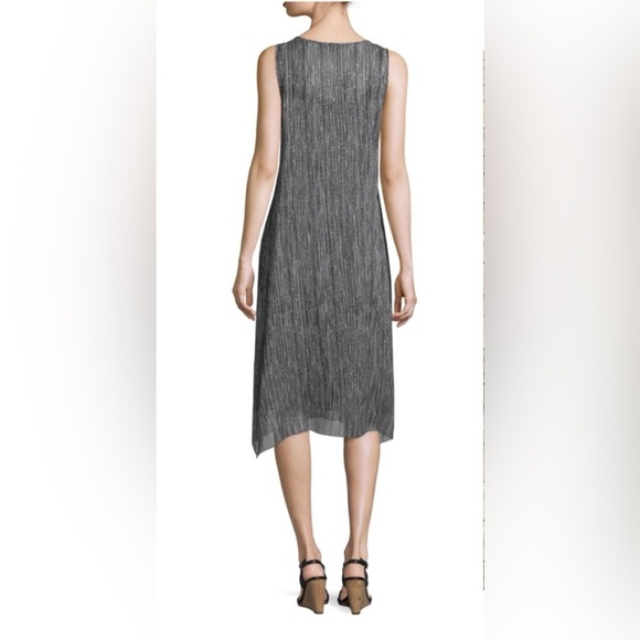 Eileen Fisher Firefly Printed Crinkle 100% Silk Sleeveless Tank Midi Slip Dress - Picture 11 of 11